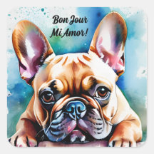 Stickers Carré français français de Bulldog