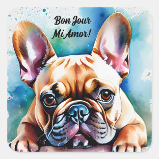 Stickers Carré français français de Bulldog