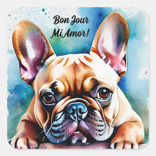 Stickers Carré français français de Bulldog (Devant)