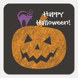 Stickers Carré Halloween Chalkboard