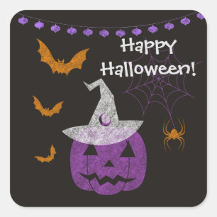 Stickers Carré Halloween Chalkboard