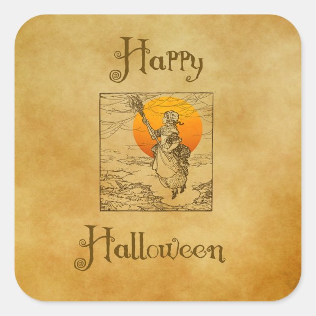 Stickers Carré Halloween vintage (Devant)