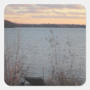 Stickers Carré Lake Shore Sunset - Ensemble de 20