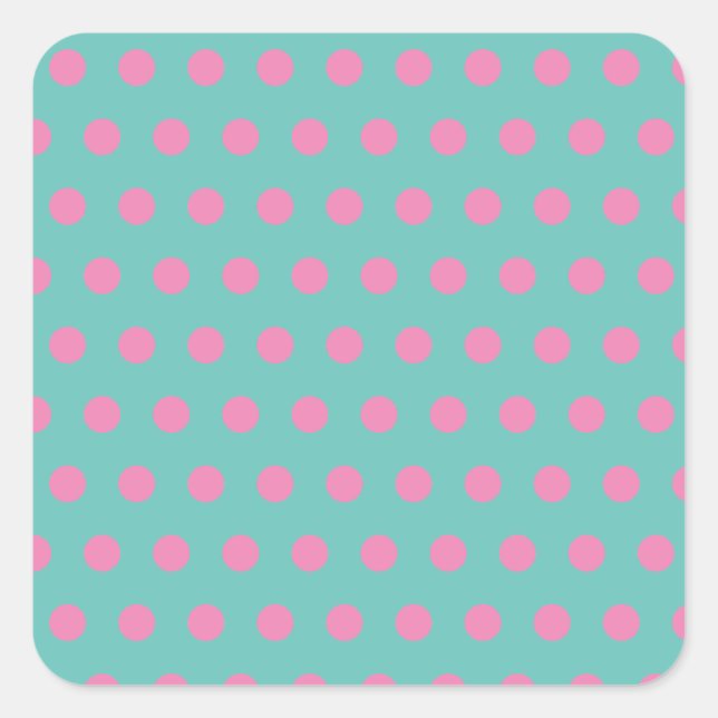 Stickers Carré Pointe Polka (Aqua & Pink) (Devant)