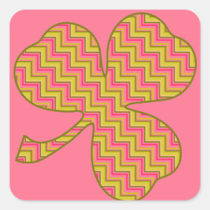 Stickers Carré Rose Chevron brillant