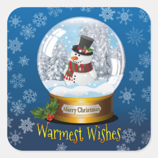 Stickers carré Snow Man in A Snow Globe