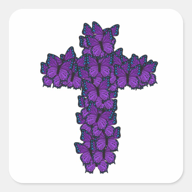Stickers Carrés croisés papillon violet (Devant)