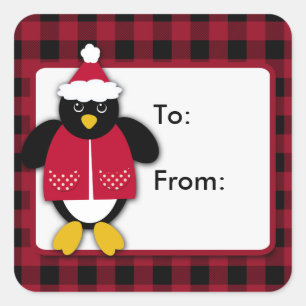 Stickers Carrés de pingouins de Noël