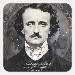 Stickers Carrés d'Halloween gothique Edgar Allan P