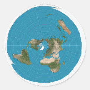 Stickers Carte de la Terre plate Azimuthal Equidis