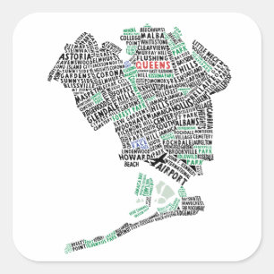 Stickers Carte de typographie Queens NY