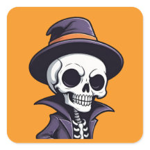 Stickers Casquette sorcière Halloween squelette