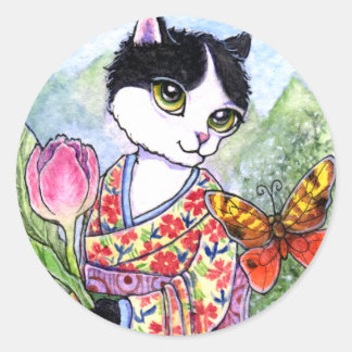 Stickers Cat Geisha Fairy Imaginaire par Ann Howar