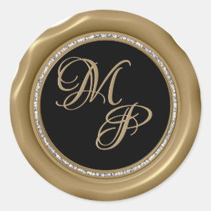 *~* Stickers Cercle Diamond Or Cire Sceau Mariage