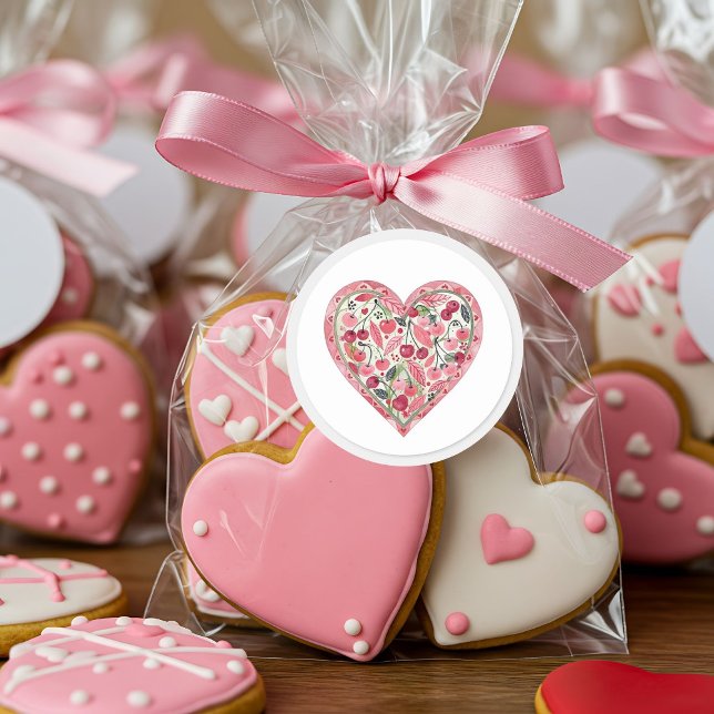 Stickers Cerry Heart Classic Round (Créateur téléchargé)