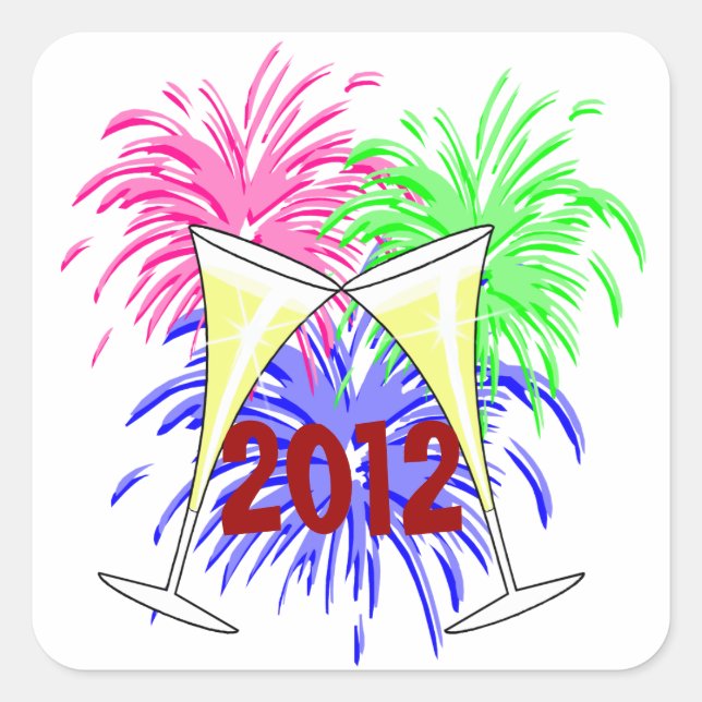 Stickers Champagne et Fire Works du Nouvel An (Devant)