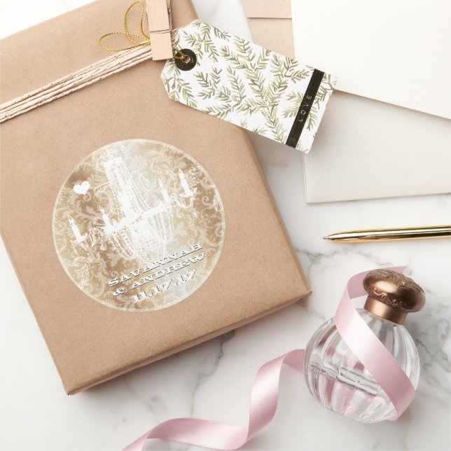 Stickers Chandelier Brown doré Vintage Damask (Cadeaux)