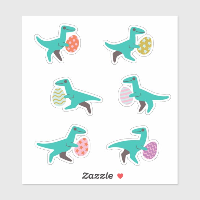 Stickers chasse aux oeufs de Pâques Dinosaure (Feuille)
