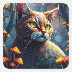 Stickers Chat coloré Imaginaire