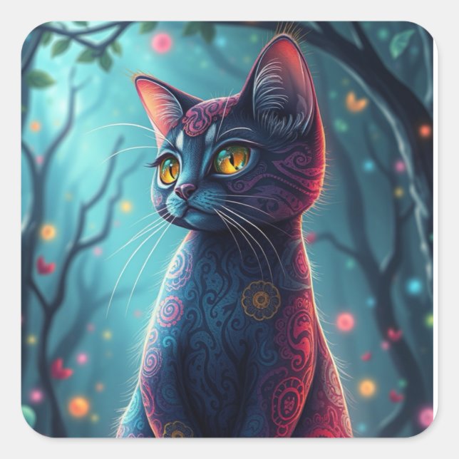 Stickers Chat coloré Imaginaire (Devant)