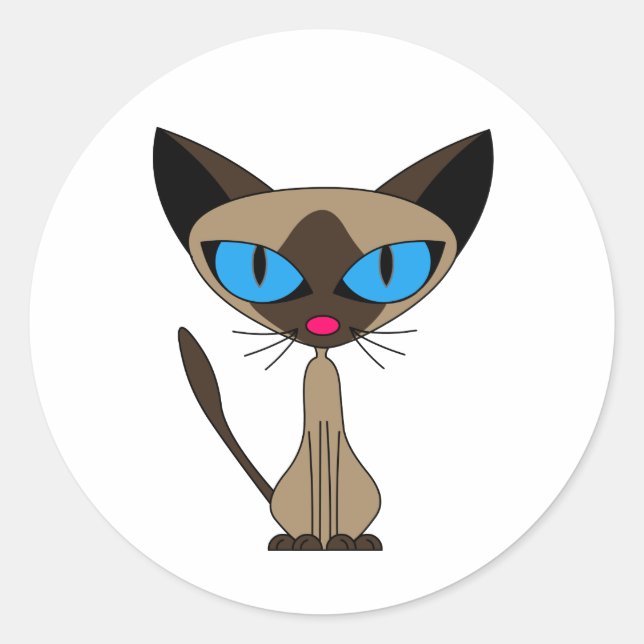Stickers Chat Cute Siamese (Devant)