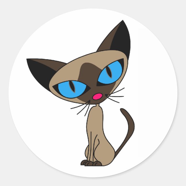 Stickers Chat Cute Siamese (Devant)
