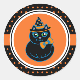Stickers Chat Noir Halloween Retro Happy