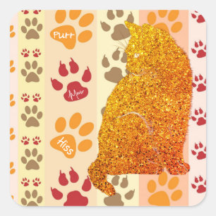 Stickers Chat Paw Pat Parties scintillant Or