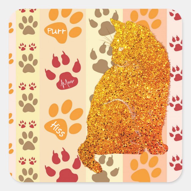 Stickers Chat Paw Pat Parties scintillant Or (Devant)