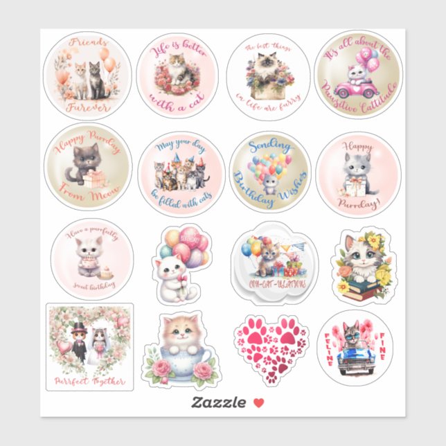 Stickers chats mignons (Feuille)