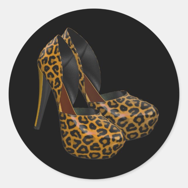 Stickers Chaussure Leopard Noir Haut talon (Devant)