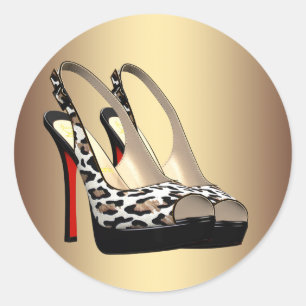 Stickers Chaussure Leopard Noir Haut talon