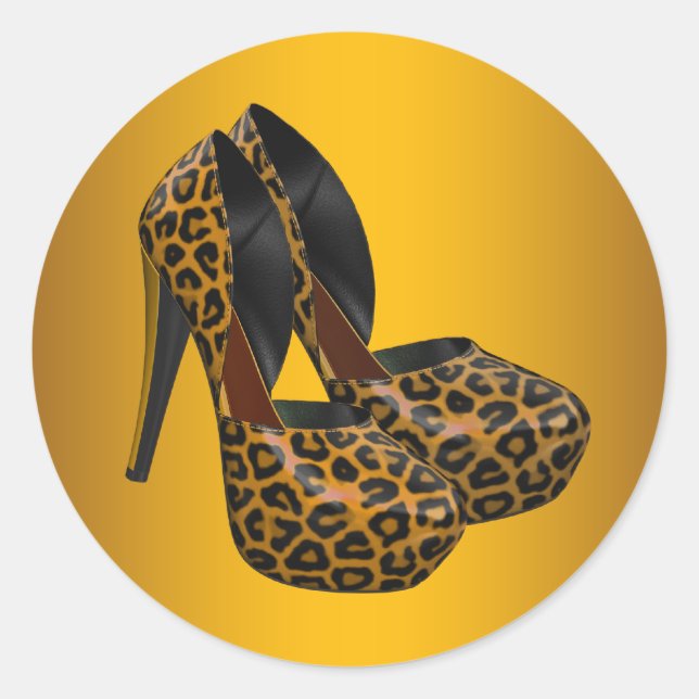 Stickers Chaussure Leopard Noir Haut talon (Devant)