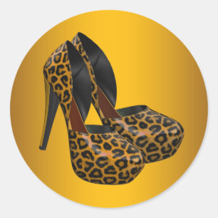 Stickers Chaussure Leopard Noir Haut talon