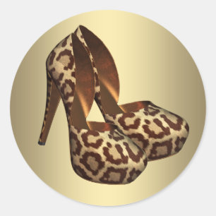 Stickers Chaussure Leopard Noir Haut talon