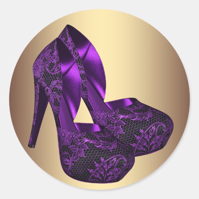 Stickers Chaussure violet et or haut talon (Devant)