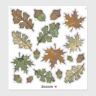 Stickers chêne d'automne et feuille d'érable avec 