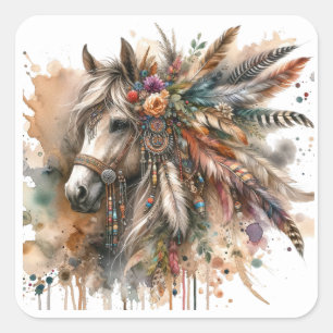 Stickers Cheval Aquarelle