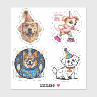 Stickers Chien de Nouvel An, Stickers De Nouvel An