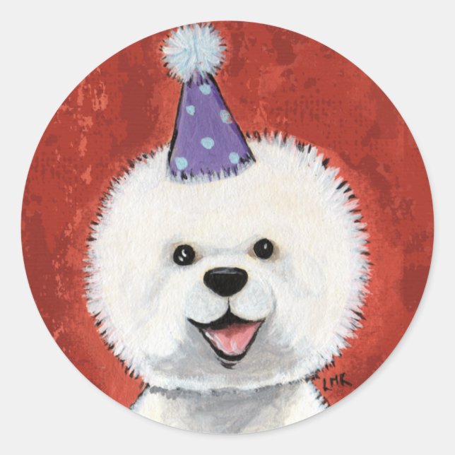 Stickers Chien Party Cute Bichon Frise (Devant)