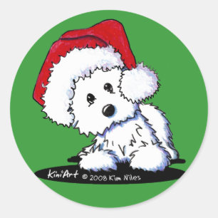 Stickers Chien Westie KiniArt Père Noël