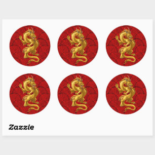 Stickers chinois Lucky Gold Dragon