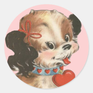 Stickers Chiot Valentine vintage