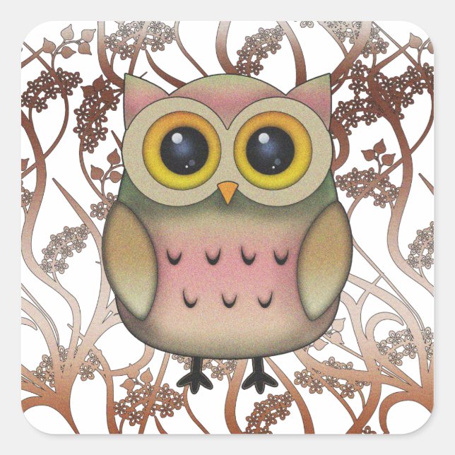 Stickers Chouette aux gros yeux mignons (Devant)