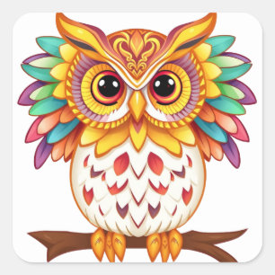 Stickers Chouette colorée