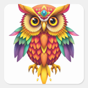 Stickers Chouette colorée