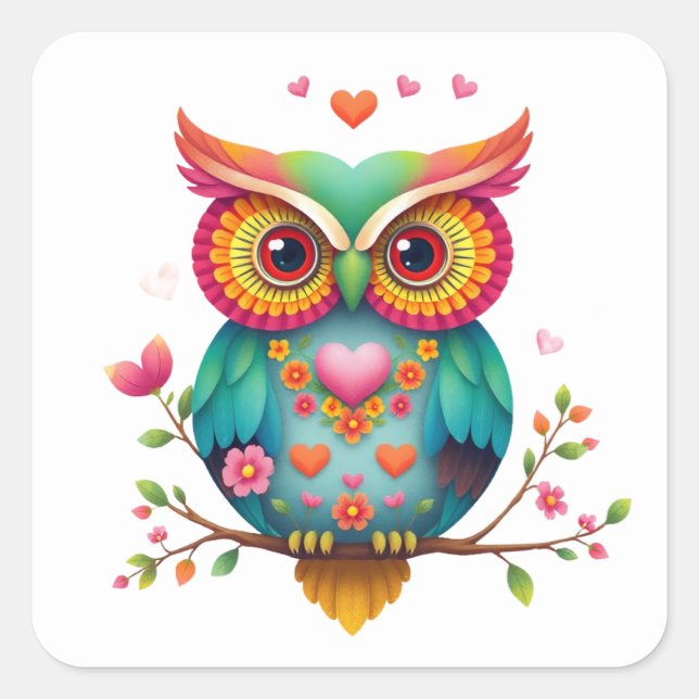 Stickers Chouette Romantique (Devant)