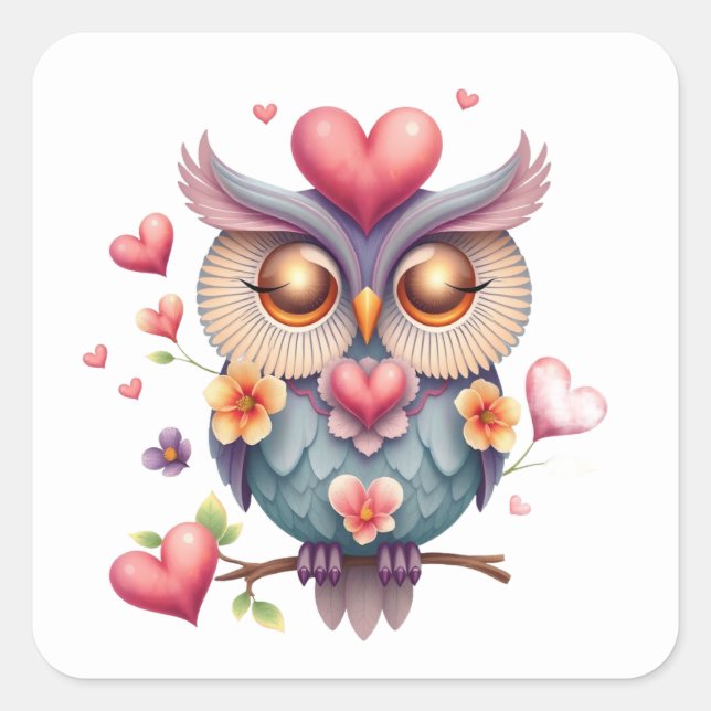 Stickers Chouette Romantique (Devant)