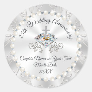Stickers Christian 25e anniversaire pour enveloppe