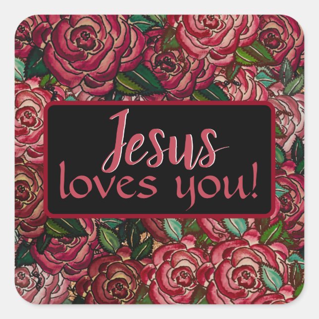 Stickers Christian Watercolor Red Rose (Devant)